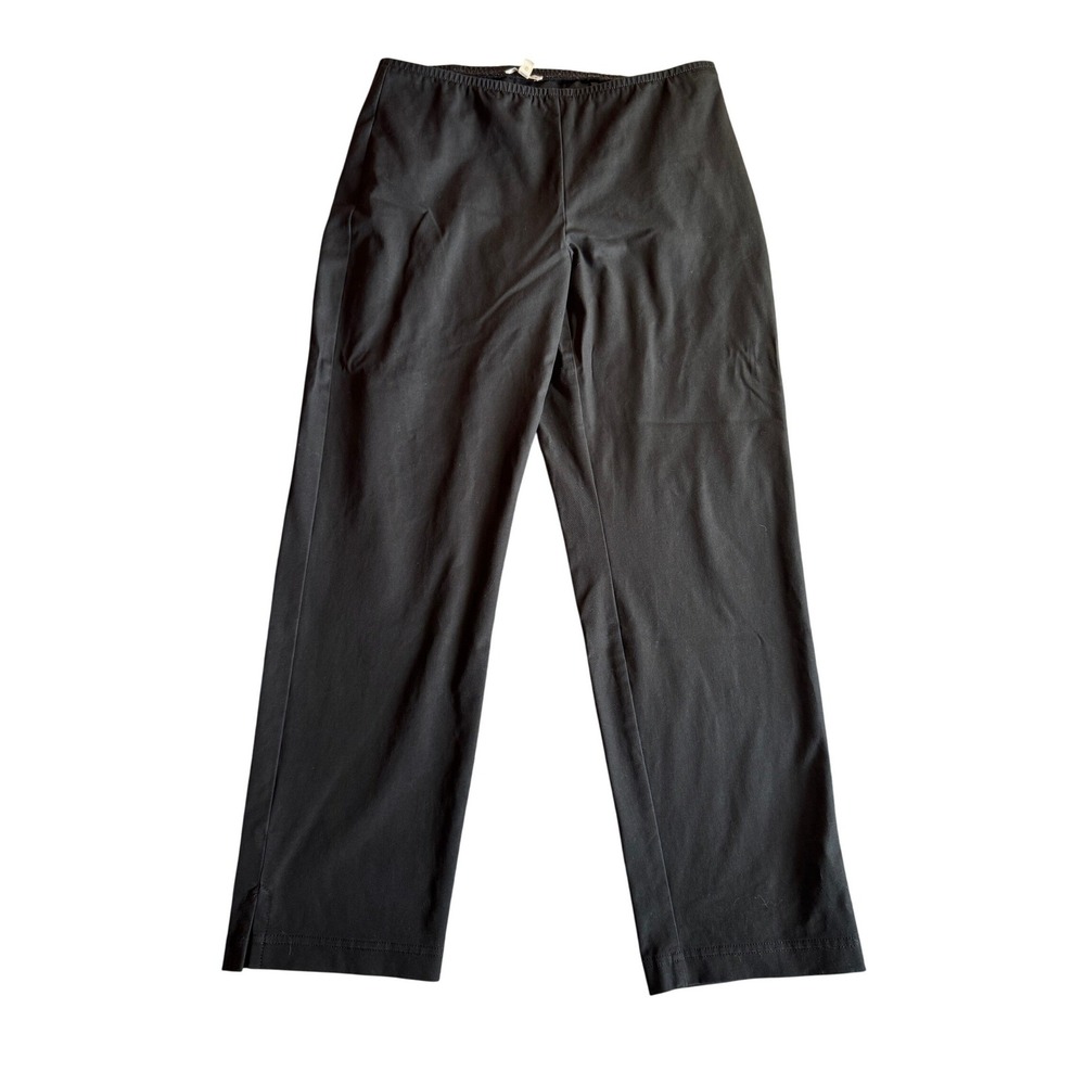 Eileen Fisher Black‎ Organic Cotton Stretch Side Zip Straight Leg Pants Size M